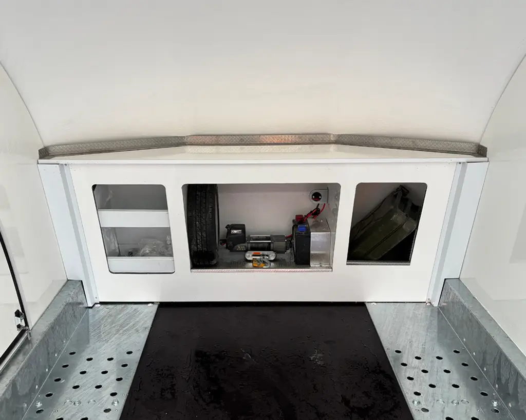 Combined work station and shelves + dual jerry can storage