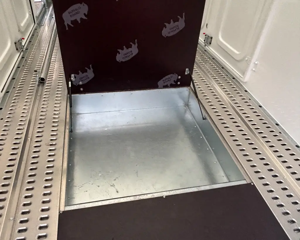 Large under floor storage bins